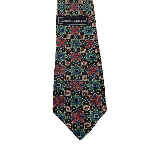 GIORGIO ARMANI Silk Kaleidoscope Folk Floral Print Tie - Picture 7 of 8